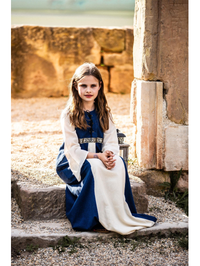 Trollfelsen Mittelalter Gewandung Leonardo Carbone Kinderkleid Piccola Donna Blau Natur8